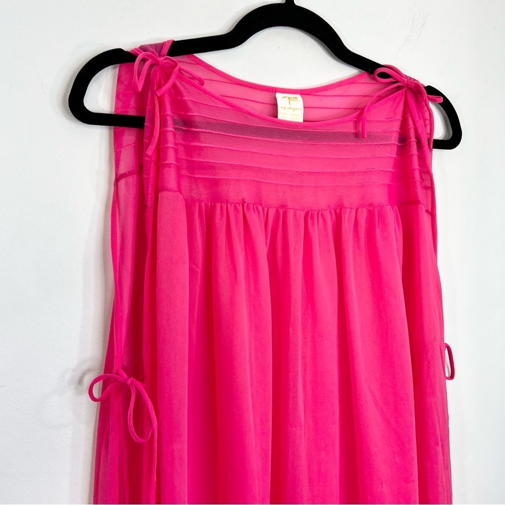Vintage 70s AP Alepin Montreal hot pink sheer nylon long caftan maxi robe S - Picture 7 of 17